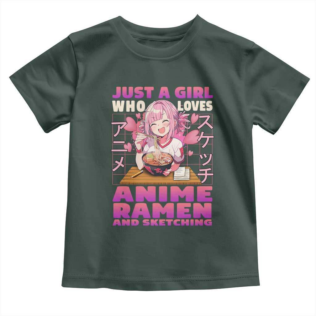 Funny Just A Girl Who Loves Anime Ramen And Sketching Toddler T Shirt Otaku Japanese Kawaii Anime Girl