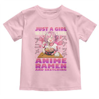 Funny Just A Girl Who Loves Anime Ramen And Sketching Toddler T Shirt Otaku Japanese Kawaii Anime Girl