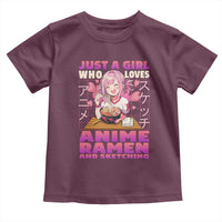 Funny Just A Girl Who Loves Anime Ramen And Sketching Toddler T Shirt Otaku Japanese Kawaii Anime Girl
