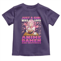 Funny Just A Girl Who Loves Anime Ramen And Sketching Toddler T Shirt Otaku Japanese Kawaii Anime Girl