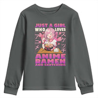 Funny Just A Girl Who Loves Anime Ramen And Sketching Youth Sweatshirt Otaku Japanese Kawaii Anime Girl