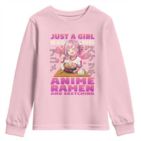 Funny Just A Girl Who Loves Anime Ramen And Sketching Youth Sweatshirt Otaku Japanese Kawaii Anime Girl
