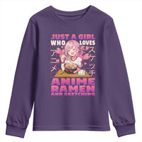 Funny Just A Girl Who Loves Anime Ramen And Sketching Youth Sweatshirt Otaku Japanese Kawaii Anime Girl