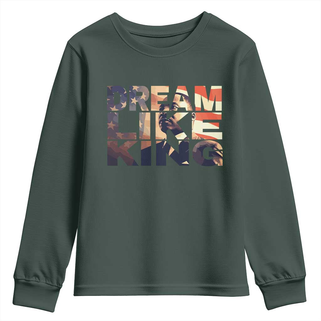 Dream Like King Dr. Martin Luther King Youth Sweatshirt MLK Day Vintage American Flag