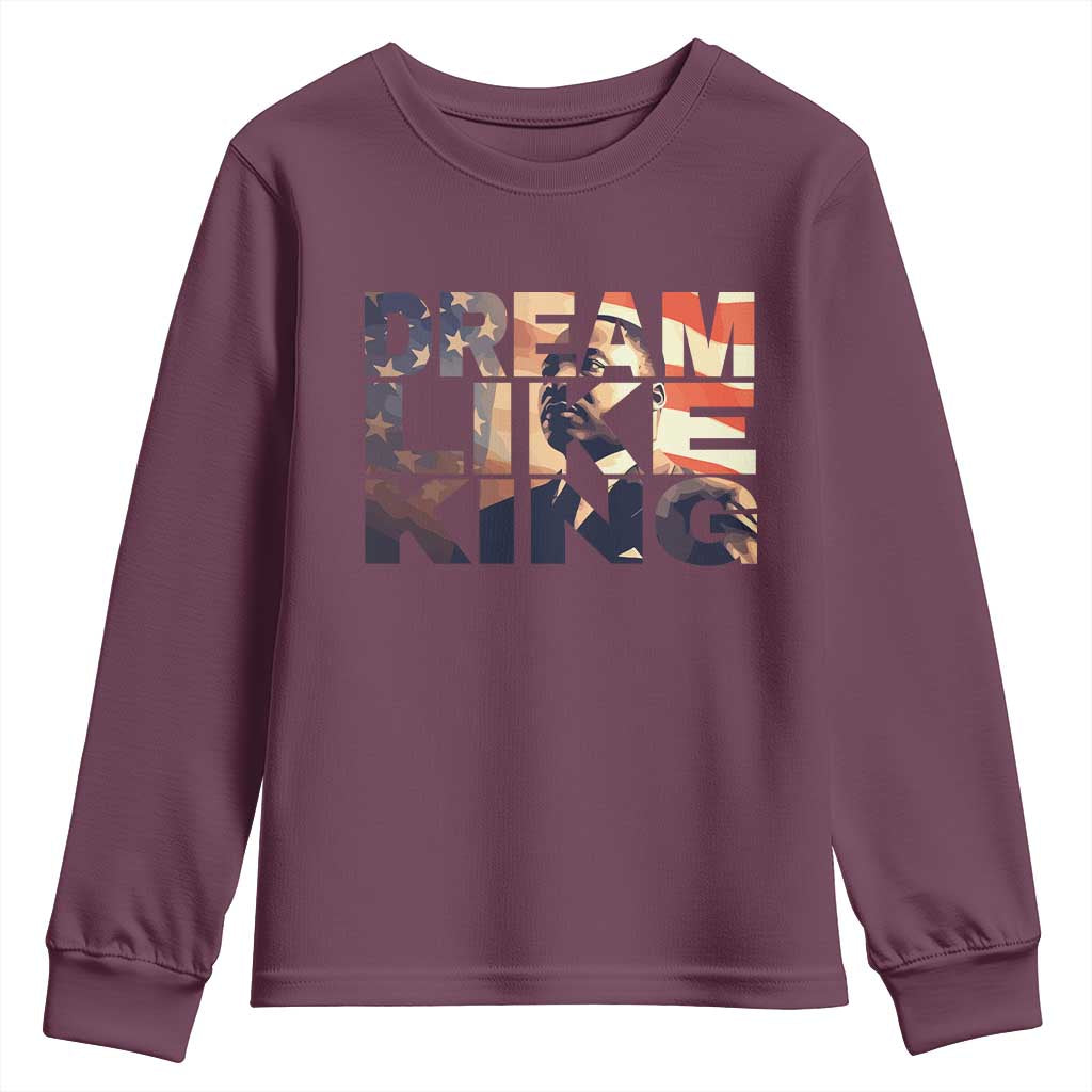Dream Like King Dr. Martin Luther King Youth Sweatshirt MLK Day Vintage American Flag