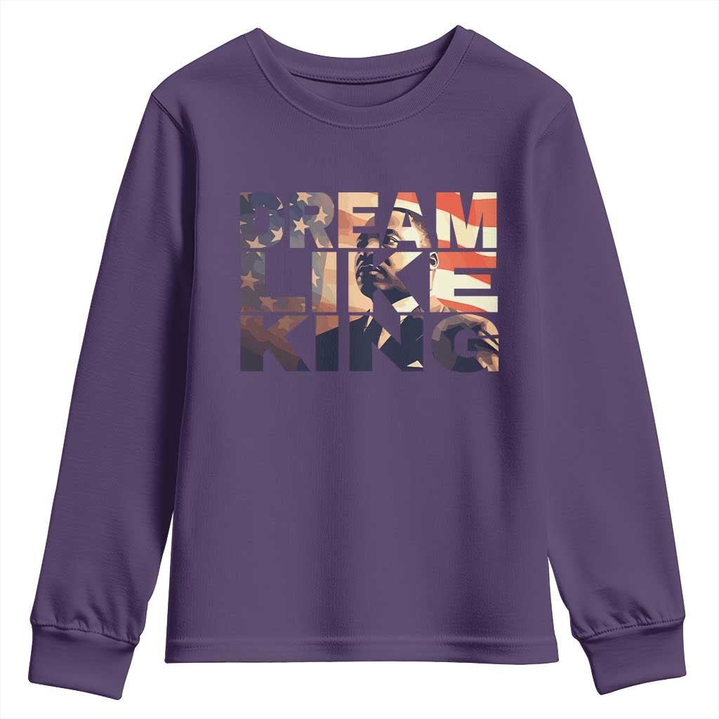 Dream Like King Dr. Martin Luther King Youth Sweatshirt MLK Day Vintage American Flag