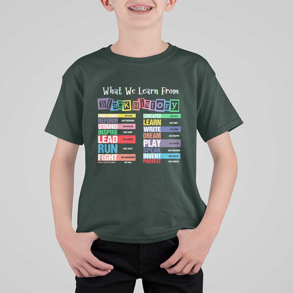 What We Learn From Black History T Shirt For Kid African American Pride