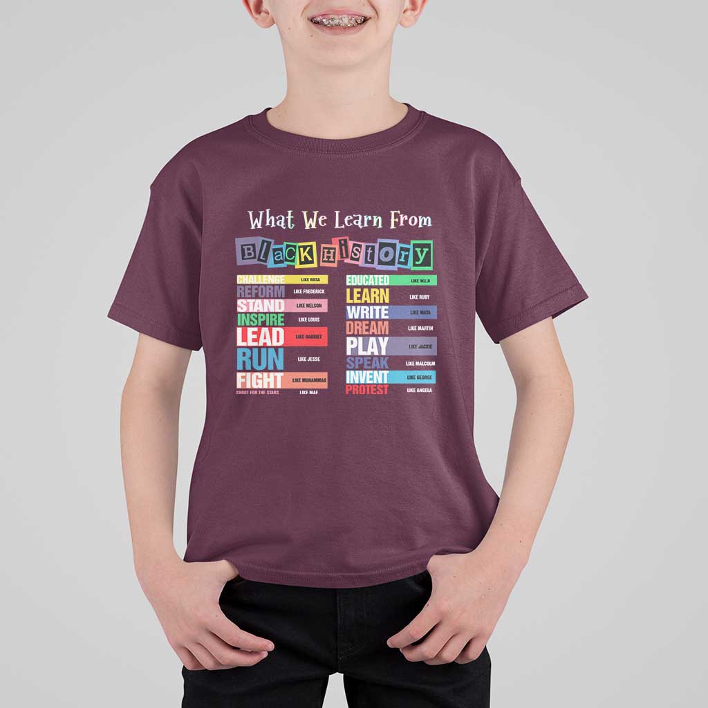What We Learn From Black History T Shirt For Kid African American Pride