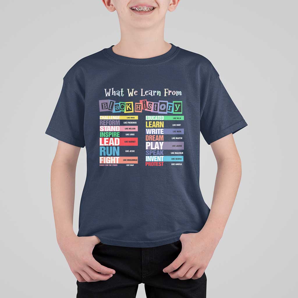 What We Learn From Black History T Shirt For Kid African American Pride