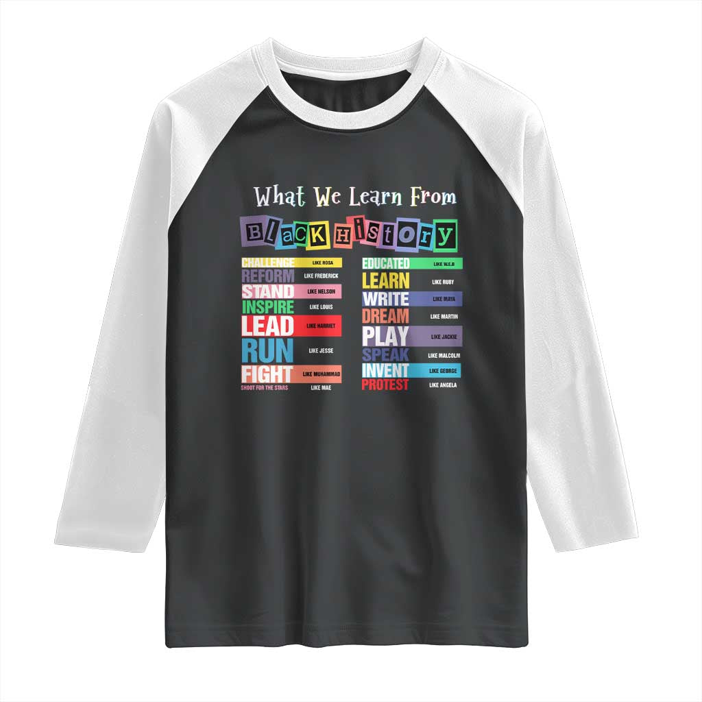 What We Learn From Black History Raglan Shirt African American Pride