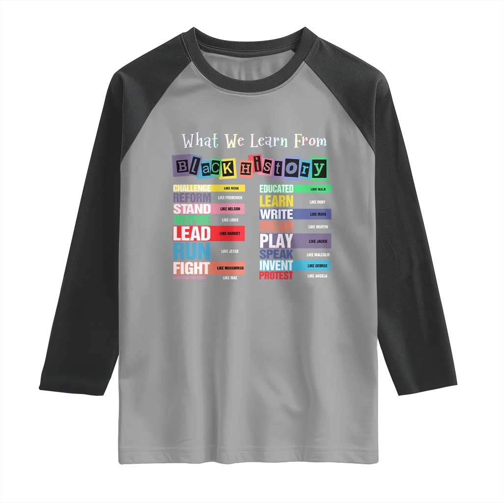 What We Learn From Black History Raglan Shirt African American Pride