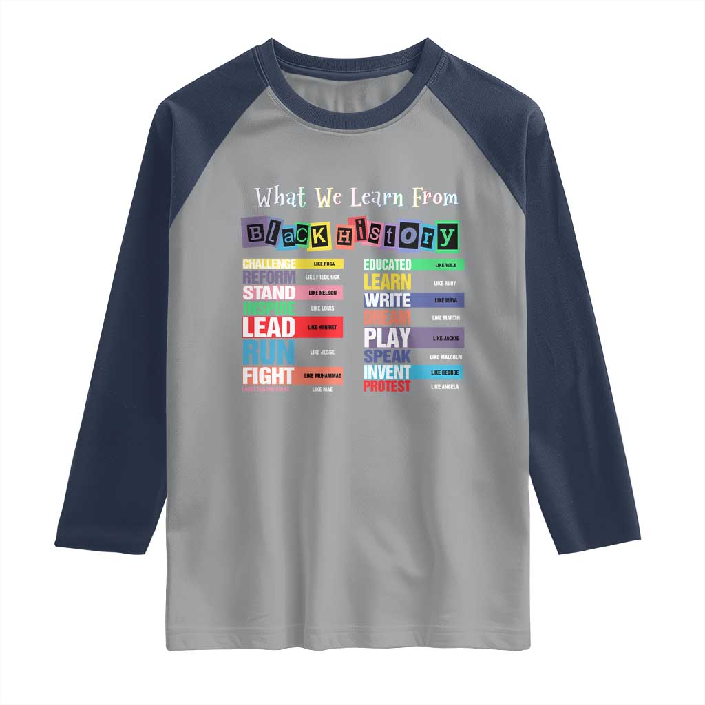 What We Learn From Black History Raglan Shirt African American Pride