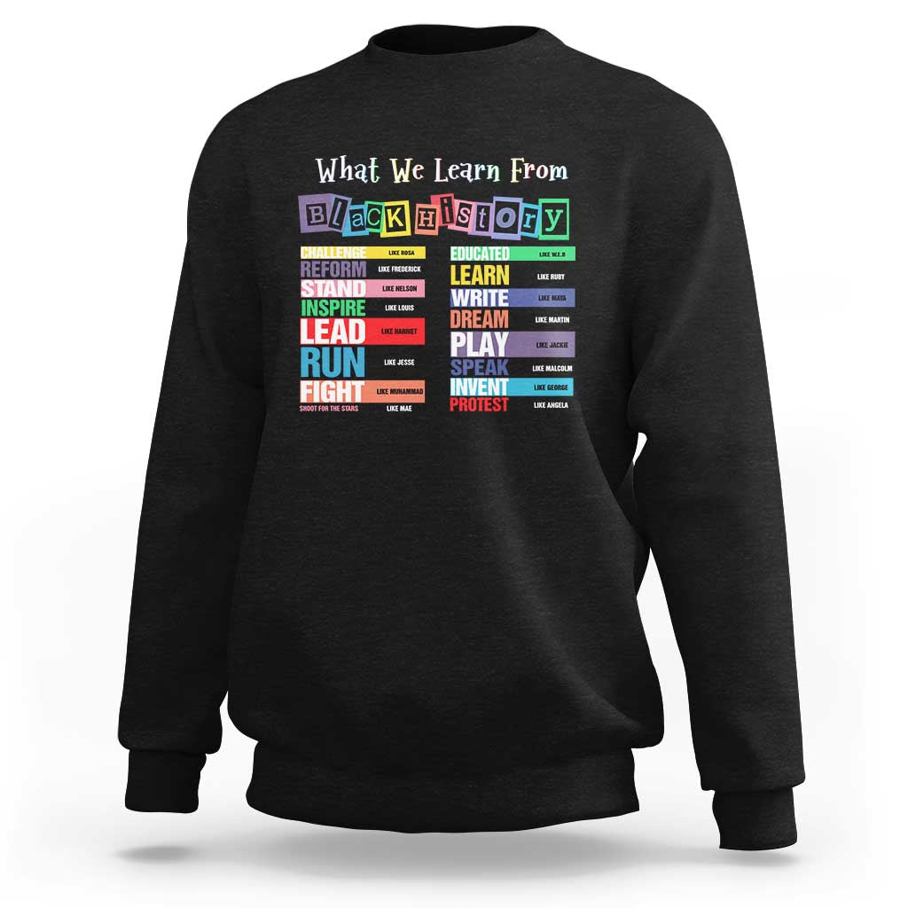 What We Learn From Black History Sweatshirt African American Pride