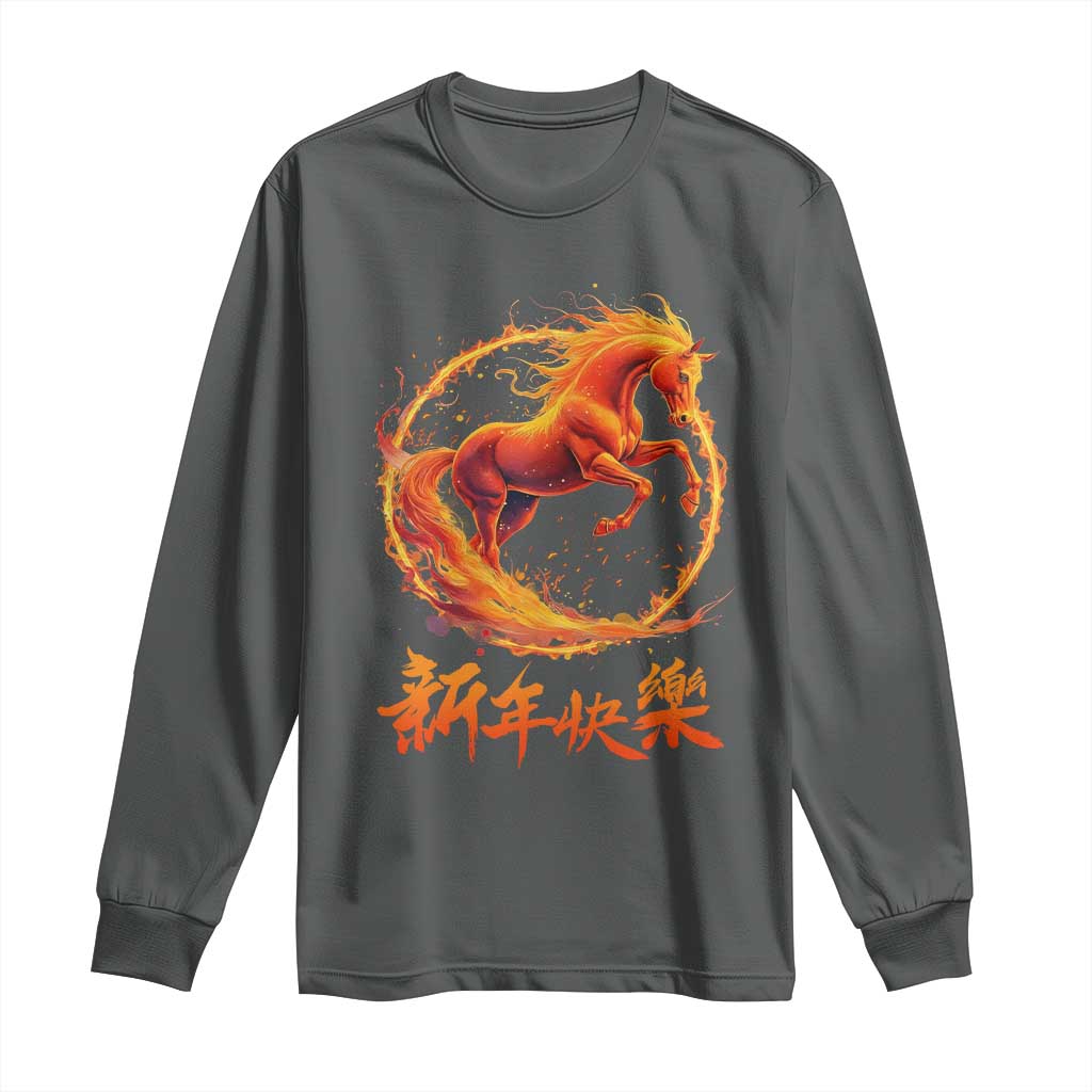 Year of The Fire Horse 2026 Long Sleeve Shirt Chinese Zodiac Lunar New Year - Wonder Print Shop