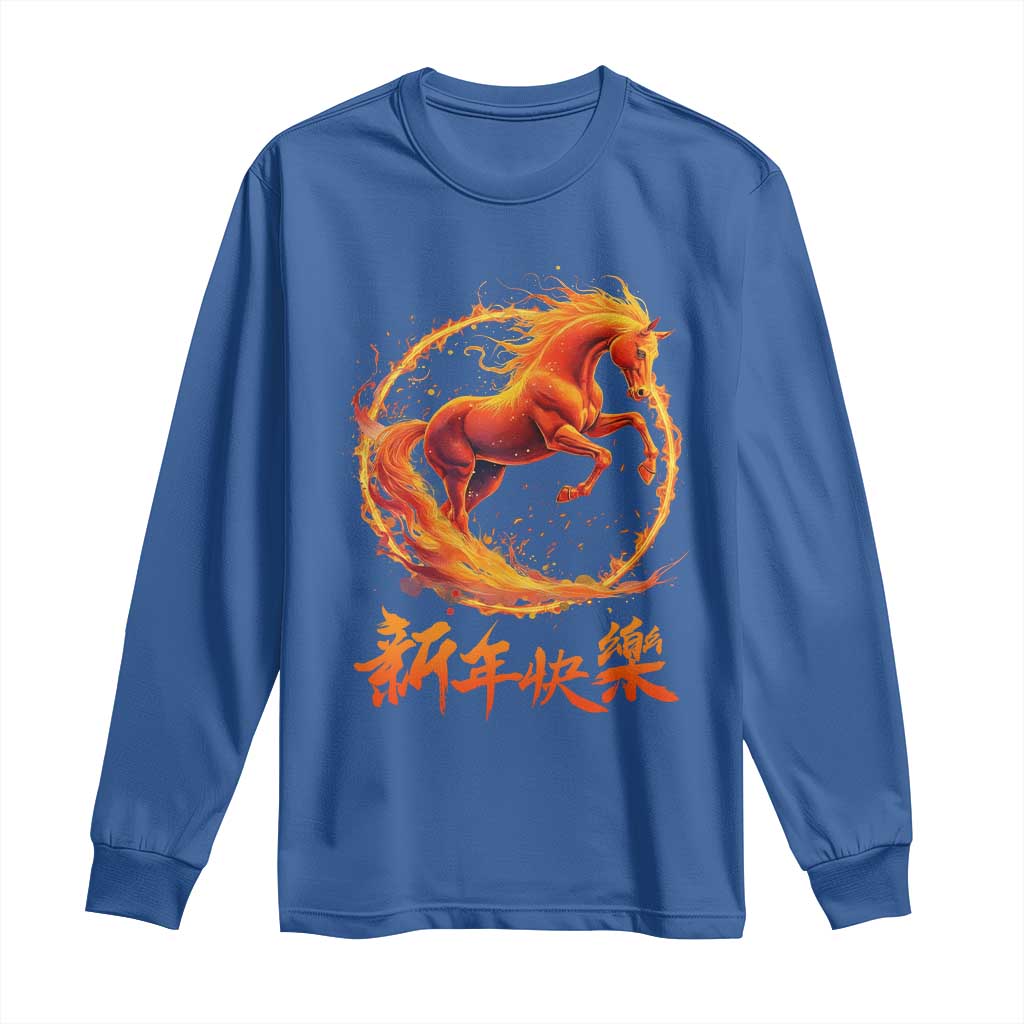 Year of The Fire Horse 2026 Long Sleeve Shirt Chinese Zodiac Lunar New Year - Wonder Print Shop