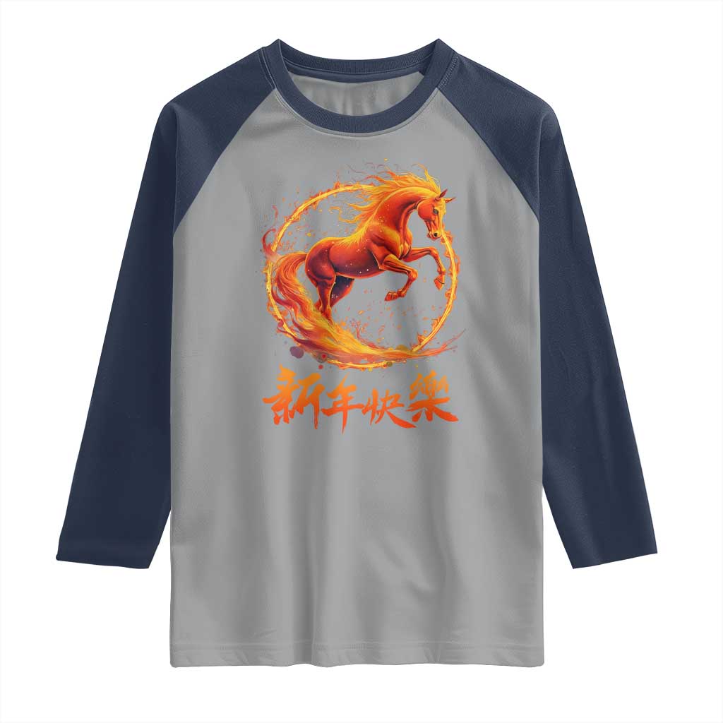 Year of The Fire Horse 2026 Raglan Shirt Chinese Zodiac Lunar New Year - Wonder Print Shop