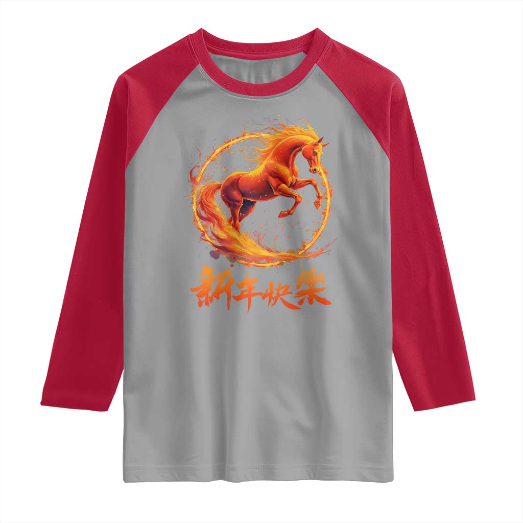 Year of The Fire Horse 2026 Raglan Shirt Chinese Zodiac Lunar New Year - Wonder Print Shop