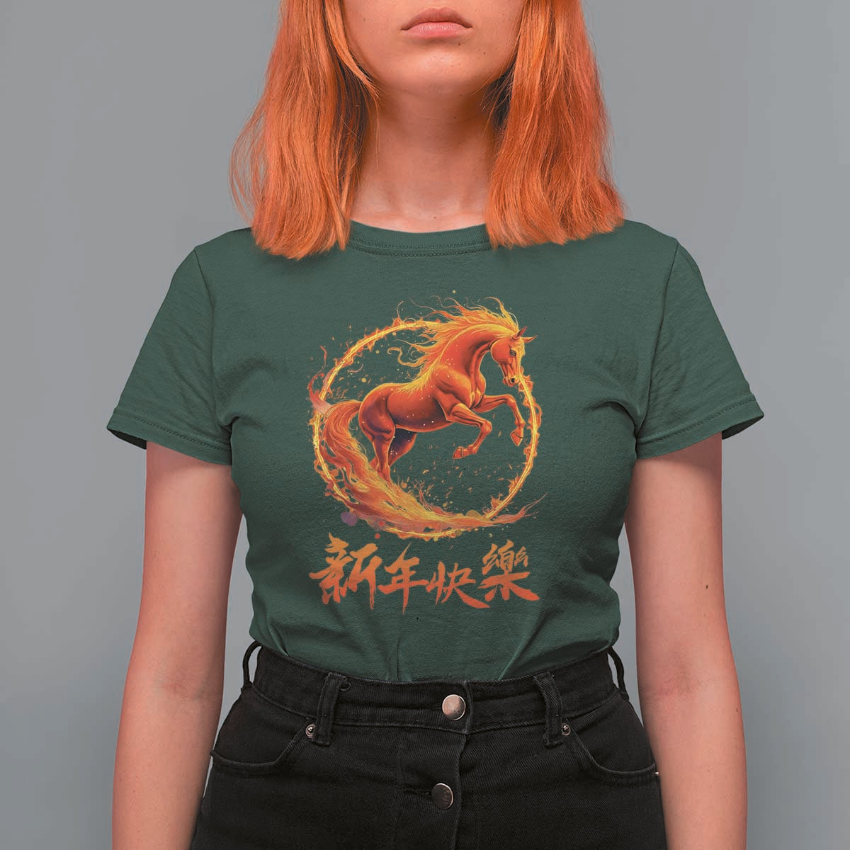 Year of The Fire Horse 2026 T Shirt For Women Chinese Zodiac Lunar New Year - Wonder Print Shop