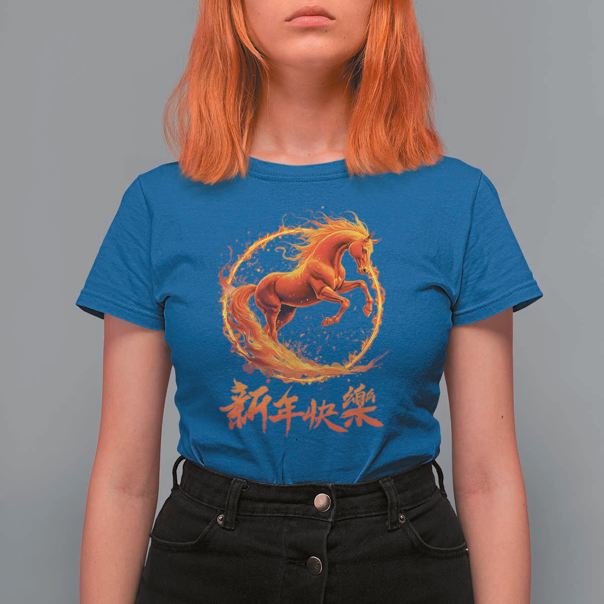 Year of The Fire Horse 2026 T Shirt For Women Chinese Zodiac Lunar New Year - Wonder Print Shop