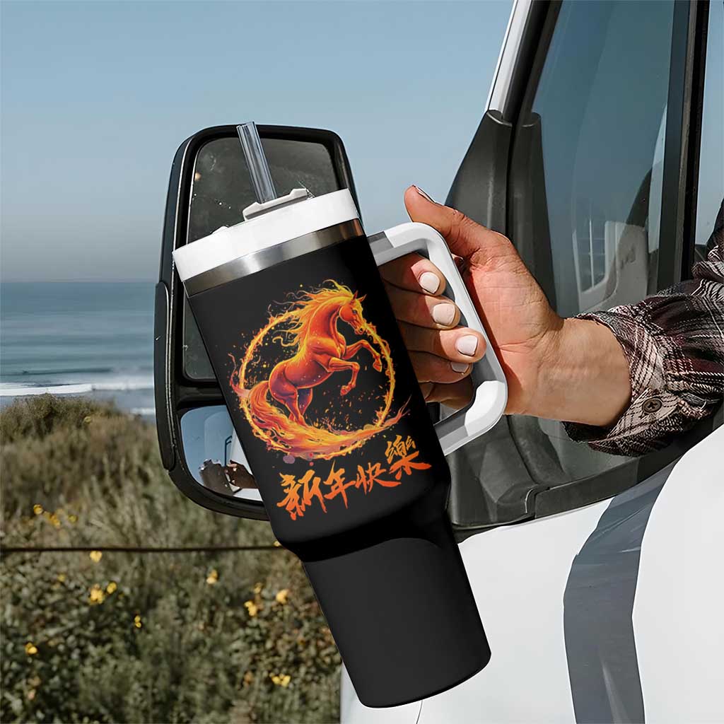 Year of The Fire Horse 2026 Tumbler With Handle Chinese Zodiac Lunar New Year - Wonder Print Shop