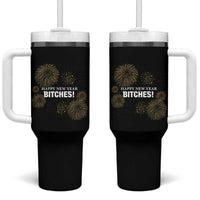 Funny Happy New Year Bitches Tumbler With Handle NYE Party Fireworks - Wonder Print Shop