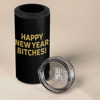 Funny Happy New Year Bitches 4 in 1 Can Cooler Tumbler NYE Party Faux Glitter Effect Printed - Wonder Print Shop