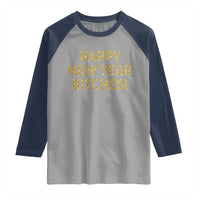 Funny Happy New Year Bitches Raglan Shirt NYE Party Faux Glitter Effect Printed - Wonder Print Shop