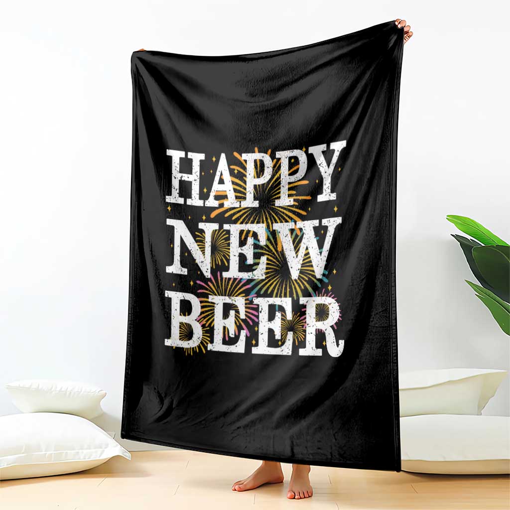 Funny Happy New Beer New Year Throw Blanket NYE Party Beer Lover Firework - Wonder Print Shop
