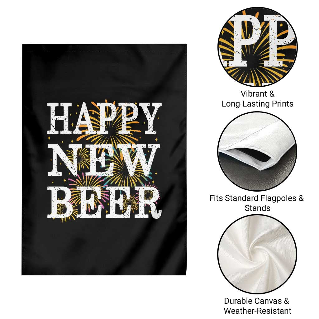 Funny Happy New Beer New Year Garden Flag NYE Party Beer Lover Firework - Wonder Print Shop