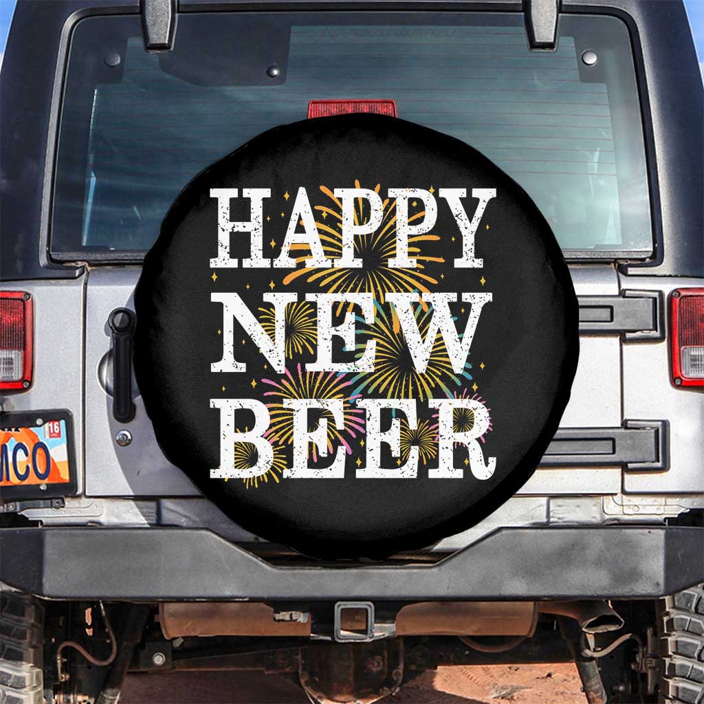 Funny Happy New Beer New Year Spare Tire Cover NYE Party Beer Lover Firework - Wonder Print Shop