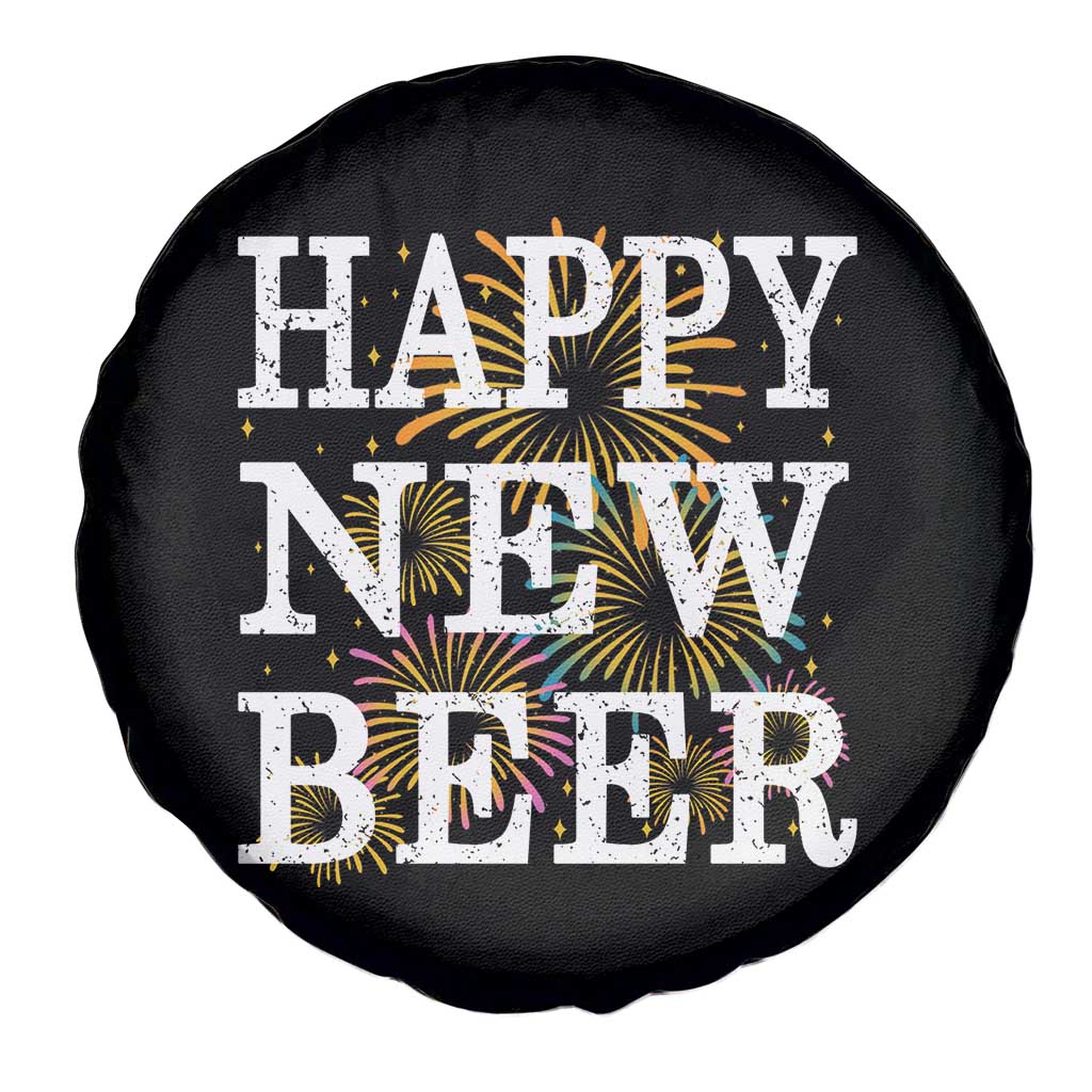 Funny Happy New Beer New Year Spare Tire Cover NYE Party Beer Lover Firework - Wonder Print Shop