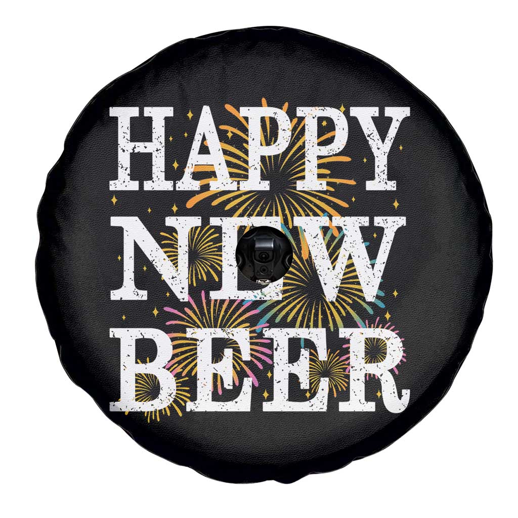 Funny Happy New Beer New Year Spare Tire Cover NYE Party Beer Lover Firework - Wonder Print Shop