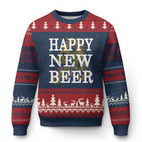 Funny Happy New Beer New Year Ugly Christmas Sweater NYE Party Beer Lover Firework - Wonder Print Shop