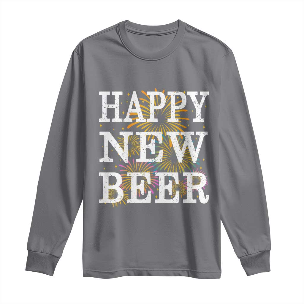 Funny Happy New Beer New Year Long Sleeve Shirt NYE Party Beer Lover Firework - Wonder Print Shop