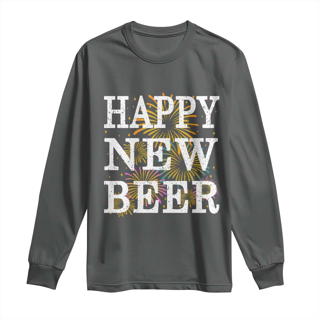 Funny Happy New Beer New Year Long Sleeve Shirt NYE Party Beer Lover Firework - Wonder Print Shop