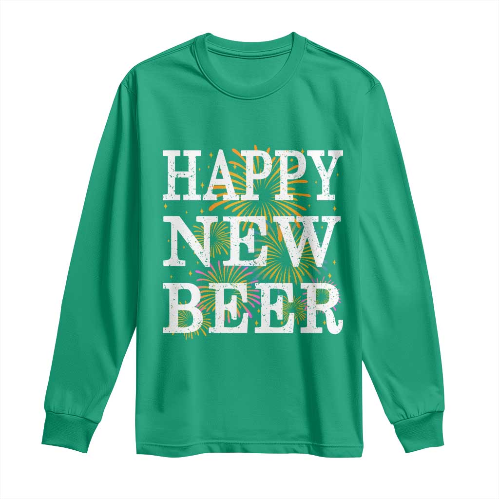 Funny Happy New Beer New Year Long Sleeve Shirt NYE Party Beer Lover Firework - Wonder Print Shop
