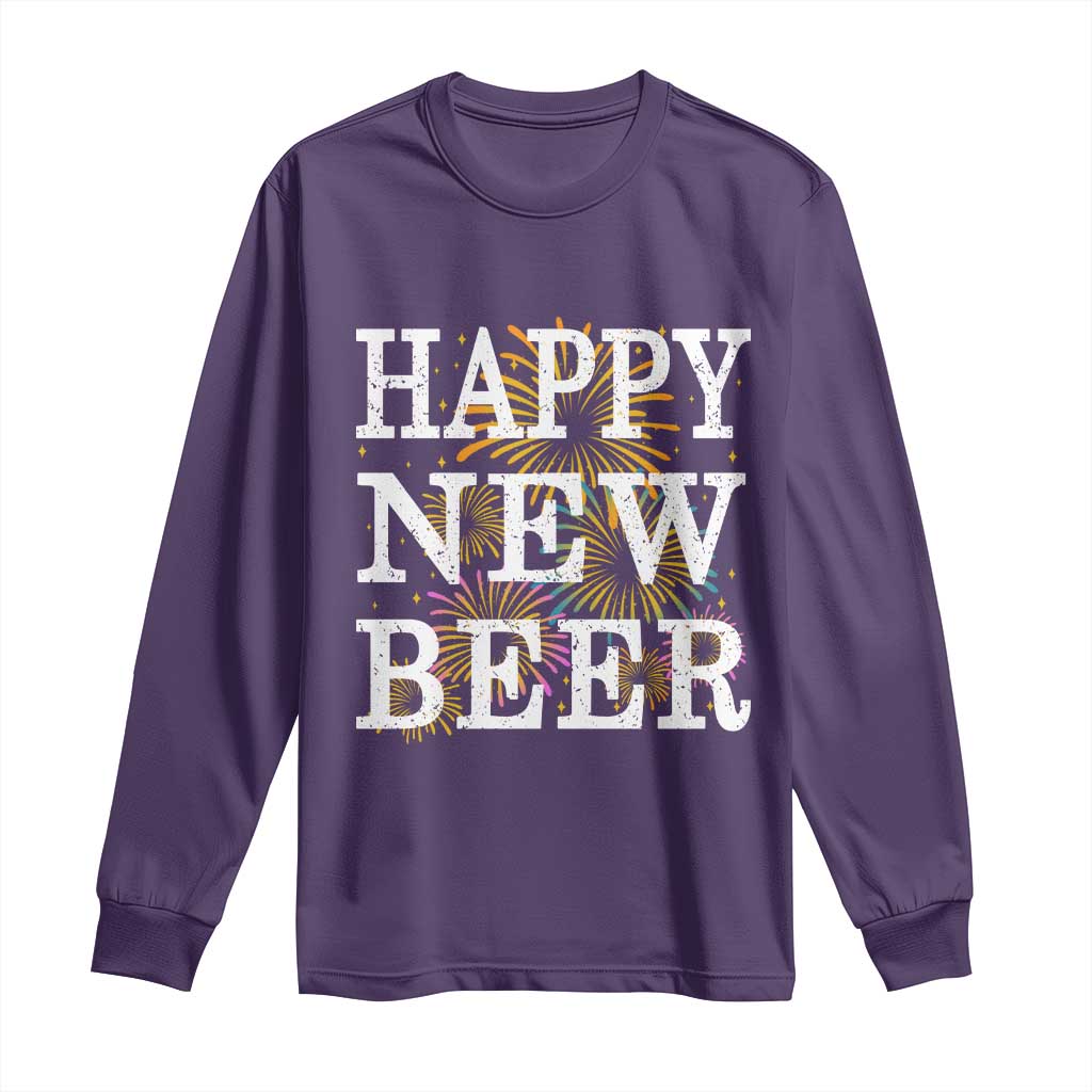 Funny Happy New Beer New Year Long Sleeve Shirt NYE Party Beer Lover Firework - Wonder Print Shop