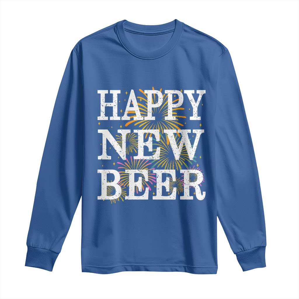 Funny Happy New Beer New Year Long Sleeve Shirt NYE Party Beer Lover Firework - Wonder Print Shop