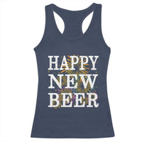Funny Happy New Beer New Year Racerback Tank Top NYE Party Beer Lover Firework - Wonder Print Shop