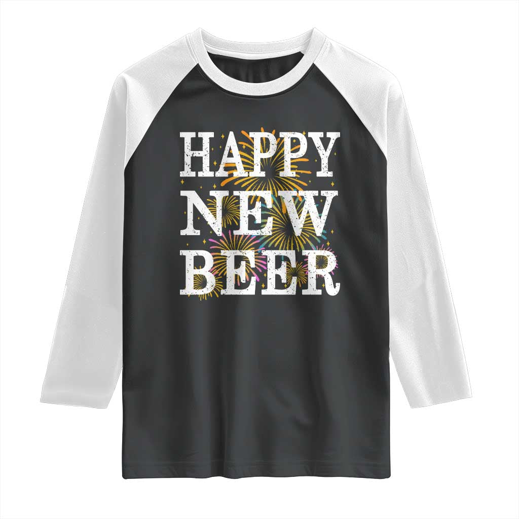 Funny Happy New Beer New Year Raglan Shirt NYE Party Beer Lover Firework - Wonder Print Shop