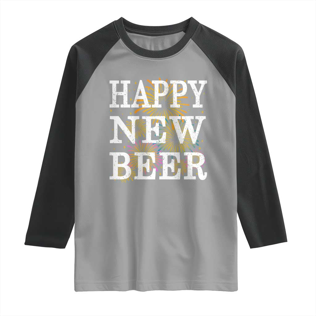 Funny Happy New Beer New Year Raglan Shirt NYE Party Beer Lover Firework - Wonder Print Shop