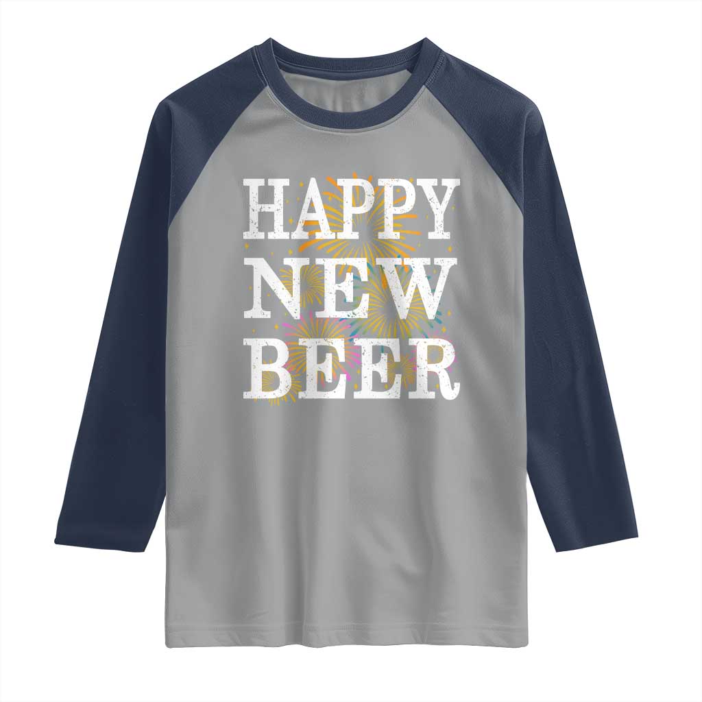 Funny Happy New Beer New Year Raglan Shirt NYE Party Beer Lover Firework - Wonder Print Shop