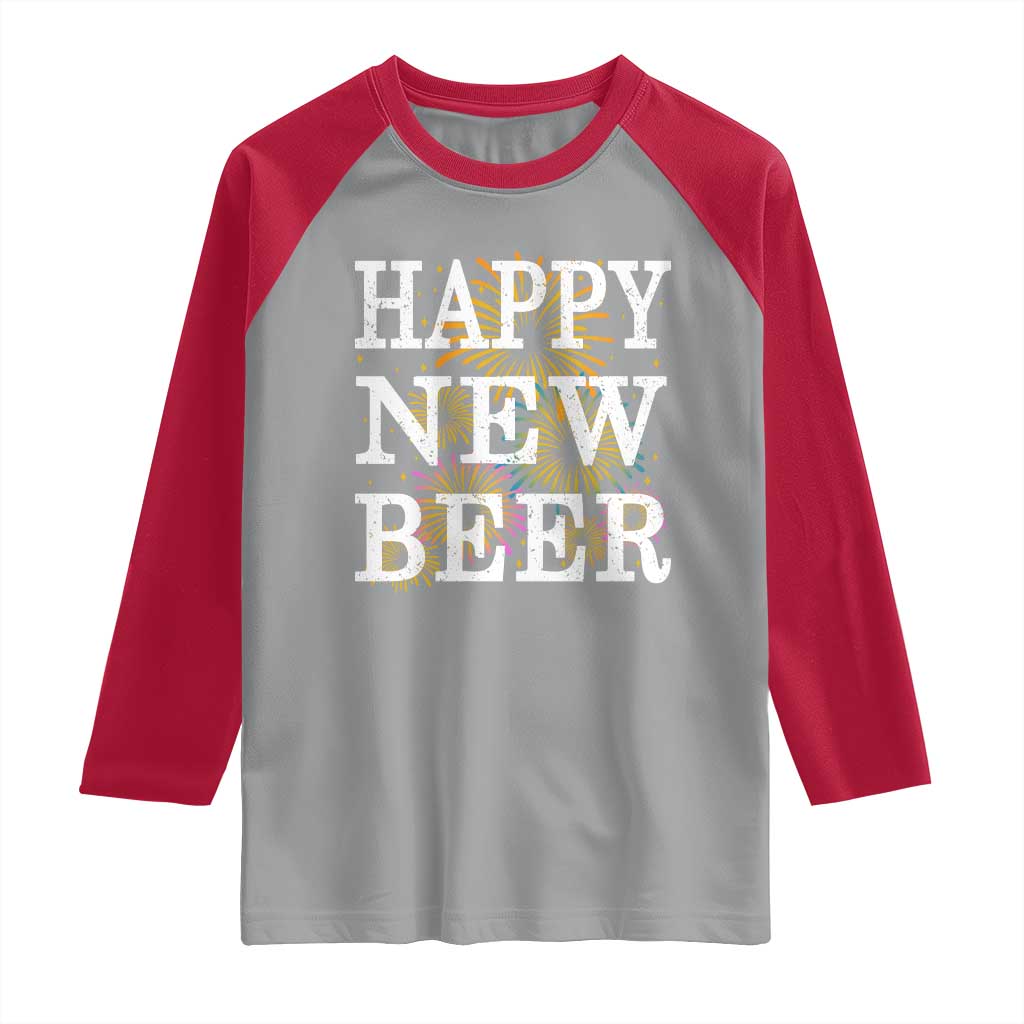 Funny Happy New Beer New Year Raglan Shirt NYE Party Beer Lover Firework - Wonder Print Shop