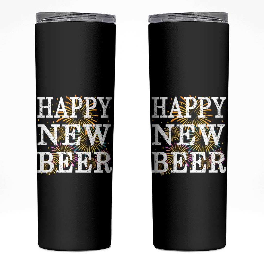 Funny Happy New Beer New Year Skinny Tumbler NYE Party Beer Lover Firework - Wonder Print Shop