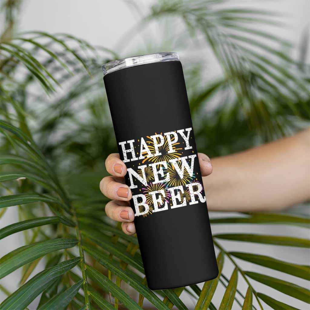 Funny Happy New Beer New Year Skinny Tumbler NYE Party Beer Lover Firework - Wonder Print Shop