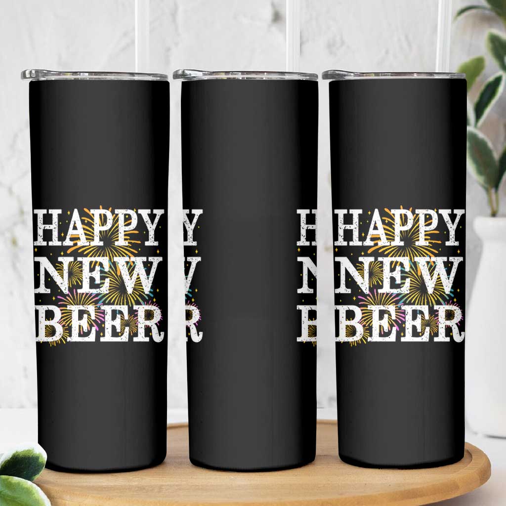 Funny Happy New Beer New Year Skinny Tumbler NYE Party Beer Lover Firework - Wonder Print Shop