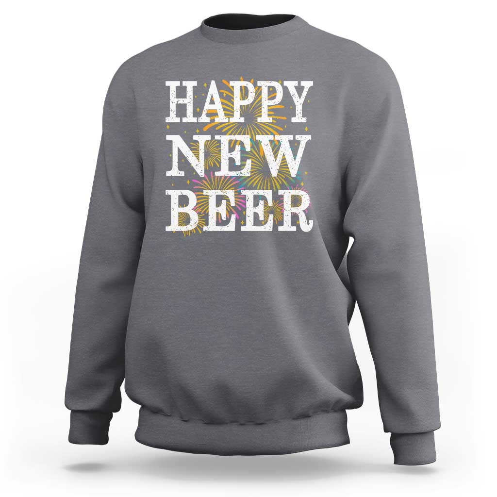 Funny Happy New Beer New Year Sweatshirt NYE Party Beer Lover Firework - Wonder Print Shop