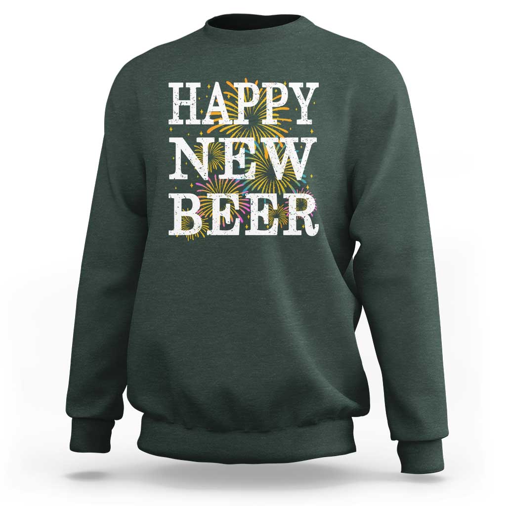 Funny Happy New Beer New Year Sweatshirt NYE Party Beer Lover Firework - Wonder Print Shop