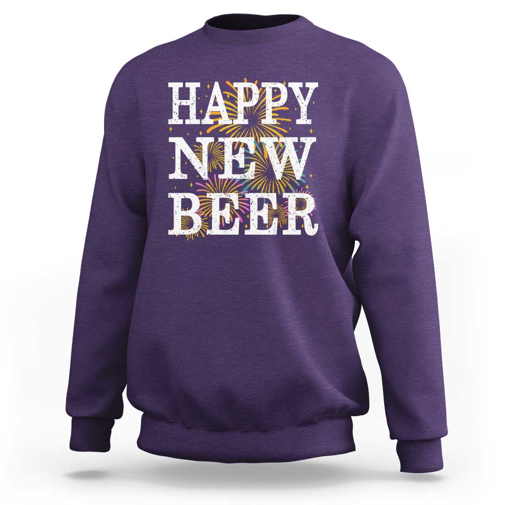 Funny Happy New Beer New Year Sweatshirt NYE Party Beer Lover Firework - Wonder Print Shop