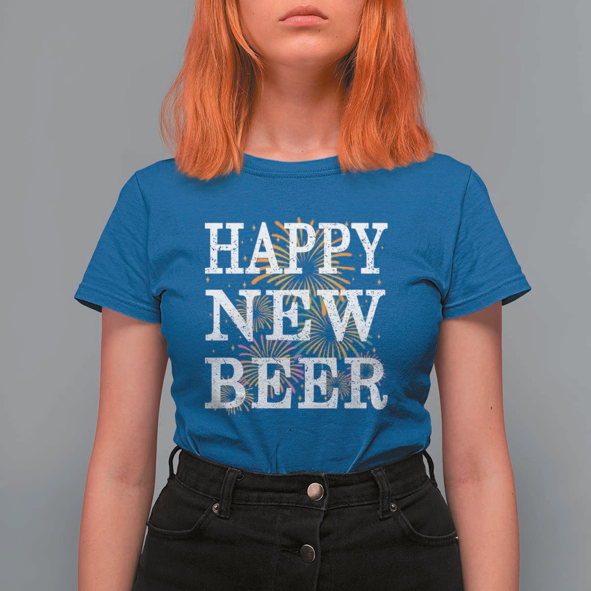 Funny Happy New Beer New Year T Shirt For Women NYE Party Beer Lover Firework - Wonder Print Shop